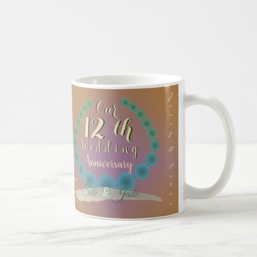 12. Hochzeitstag Silk & Jade Coffee Tasse (Rechts)