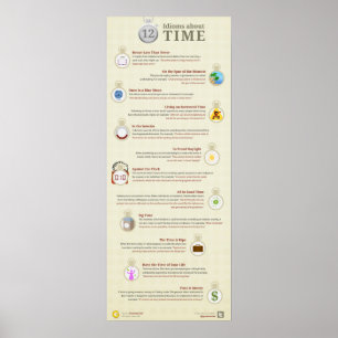 12 Idiome über die Zeit, besser später als nie Poster