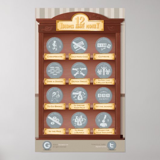 12 Idiome über Geld Poster (Vorne)