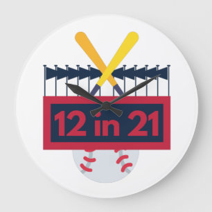 12 im 21 Baseball Große Wanduhr