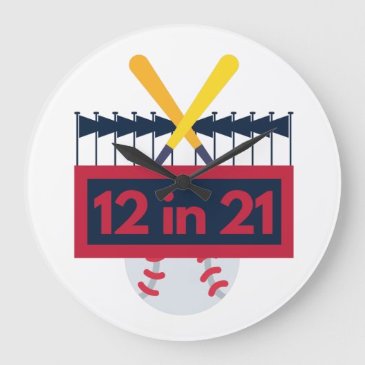 12 im 21 Baseball Große Wanduhr (Vorderseite)