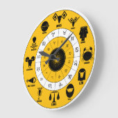 12 Indian Vedic Signs on Yellow Geometric Design Große Wanduhr (Winkel)