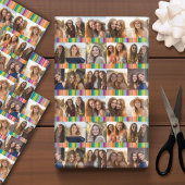 12 Instagram Foto Collage helle Geburtstagsstreife Geschenkpapier Set
