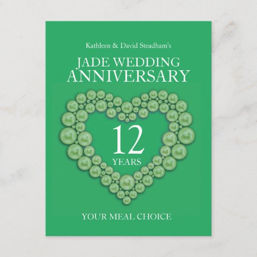 12. Jade Wedding Jubiläum grüne Mahlzeit Wahl Begleitkarte (Vorderseite)