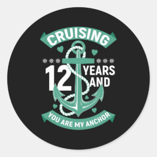 12 Jahr 12. Jubiläum Husband Cruise Runder Aufkleber