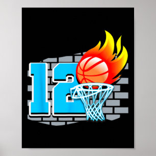 12 Jahre alt 12. Basketball Geburtstagsparty Thema Poster