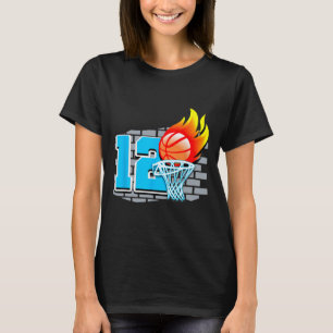 12 Jahre alt 12. Basketball Geburtstagsparty Thema T-Shirt