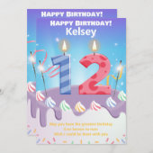12 Jahre alt Happy Birthday card personalisiert (Vorne/Hinten)