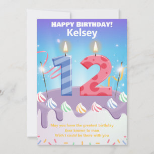 12 Jahre alt Happy Birthday card personalisiert