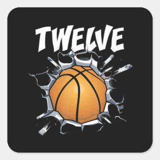 12 Jahre alter Basketball Geburtstagsparty 12. Jun Quadratischer Aufkleber