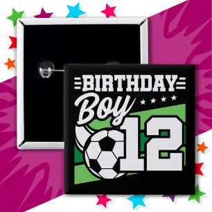 12 Jahre alter Fußball Kinder 12. Geburtstag Junge Button