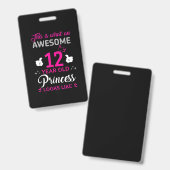 12 Jahre alter Geburtstagsgeschenk für Prinzessin  Ausweis (Vorder- & Rückseite)
