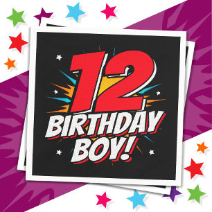 12 Jahre alter Superheld Geburtstag Junge 12. Gebu Serviette