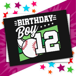 12 Jahre altes Baseball Party Thema 12. Geburtstag Postkarte