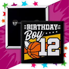 12 Jahre altes Basketball Party 12. Geburtstag Jun Button