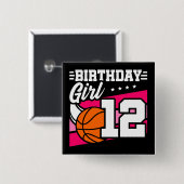12 Jahre altes Basketball-Party 12. Geburtstagskin Button (Vorne & Hinten)