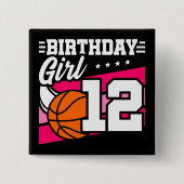 12 Jahre altes Basketball-Party 12. Geburtstagskin Button (Vorderseite)