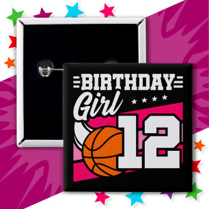 12 Jahre altes Basketball-Party 12. Geburtstagskin Button