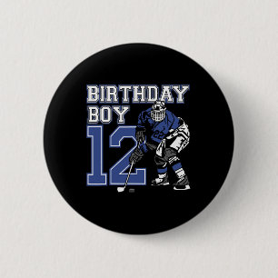 12 Jahre altes Eishockey Thema Geburtstagsparty 12 Button