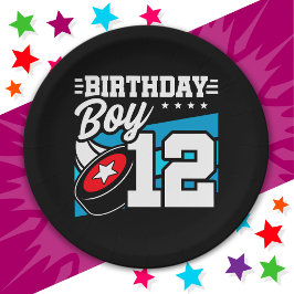 12 Jahre altes Hockey Party Thema 12. Geburtstag J Pappteller