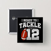 12 Jahre altes Tackle Football Party 12. Geburtsta Button (Vorne & Hinten)