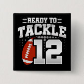 12 Jahre altes Tackle Football Party 12. Geburtsta Button (Vorderseite)