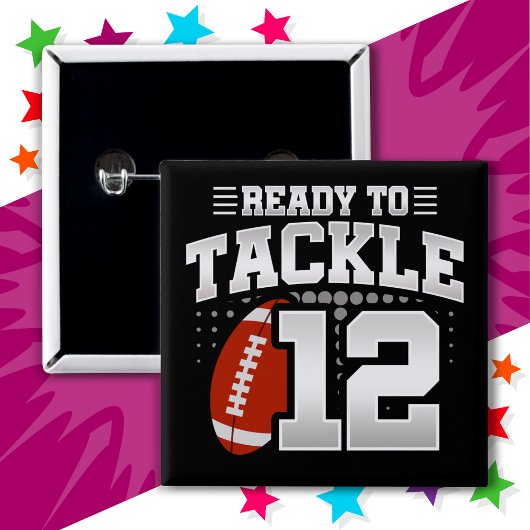 12 Jahre altes Tackle Football Party 12. Geburtsta Button
