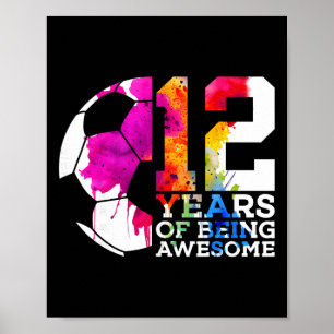 12 Jahre Awesome Fußball 12. Geburtstag Poster