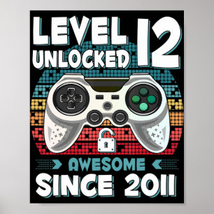 12 Jahre BDay Son Boy Fun Gamer 12. 12. Jährige Ge Poster