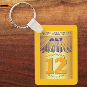 12 Jahre nüchternes Jubiläum Golden Ray 12-Schri Schlüsselanhänger