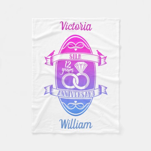 12 Jahre Traditionelles Seide 12. Hochzeitstag Fleecedecke (Vorderseite)