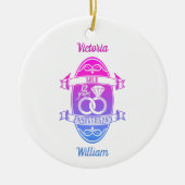 12 Jahre Traditionelles Seide 12. Hochzeitstag Keramik Ornament (Vorne)