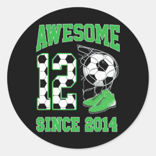 12-jährige Jungen Awesome 12 Seit 2014 Fußball Geb Runder Aufkleber