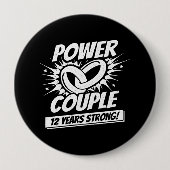 12-jährige Paare Verheiratet 12 Jahre stark Button (Vorderseite)