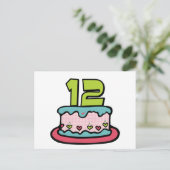 12-jähriger Geburtstagskuchen Postkarte (Stehend Vorderseite)