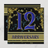 12-jähriges Black and Gold Party Einladung (Vorne/Hinten)