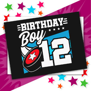 12-jähriges Hockey-Party-Thema 12. Geburtstag Jung Postkarte