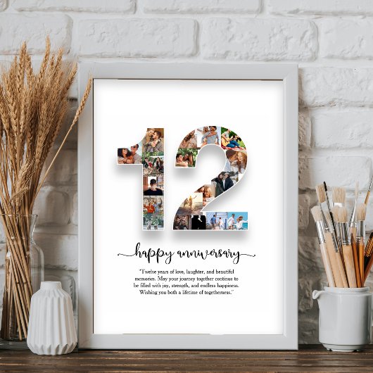 12. Jubiläum Foto Collage Poster