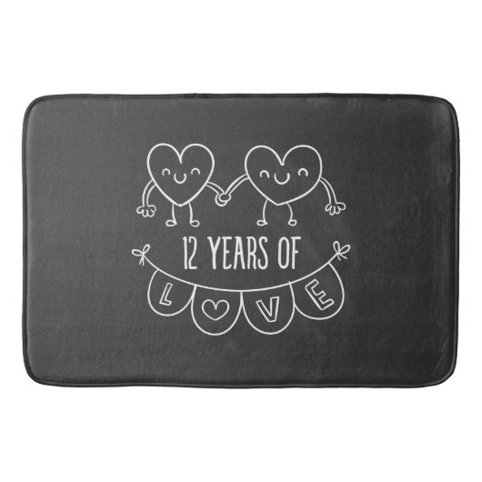 12. Jubiläum Geschenk Chalk Herzen Badematte (Vorderseite)