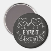 12. Jubiläum Geschenk Chalk Herzen Magnet (Vorderseite/Rückseite)