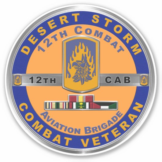 12. Kampf Luftfahrt Brigade Wüste Sturm Veteran Aufkleber (Vorderseite)