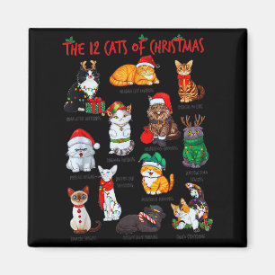 12 Katzen des Weihnachten Lustiger Feiertag Xmas K Magnet