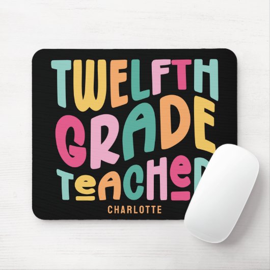 12. Klasse Lehrer Anerkennung Farbiger Text Mousepad (Mit Mouse)