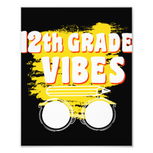 12. Klasse Vibes-Shirt Zurück zur Schule Erster Ta Fotodruck