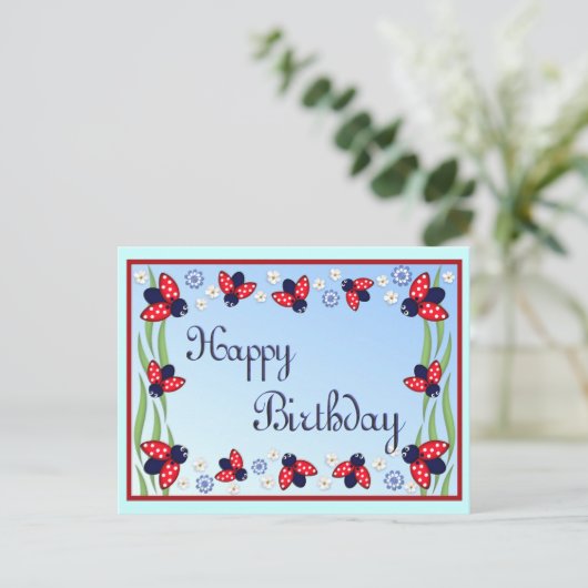 12 Ladybugs Postkarte (Stehend Vorderseite)