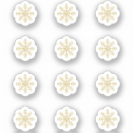 12 Mini Gold Snowflake Stickers Aufkleber