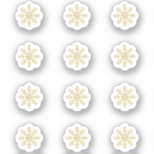 12 Mini Gold Snowflake Stickers Aufkleber