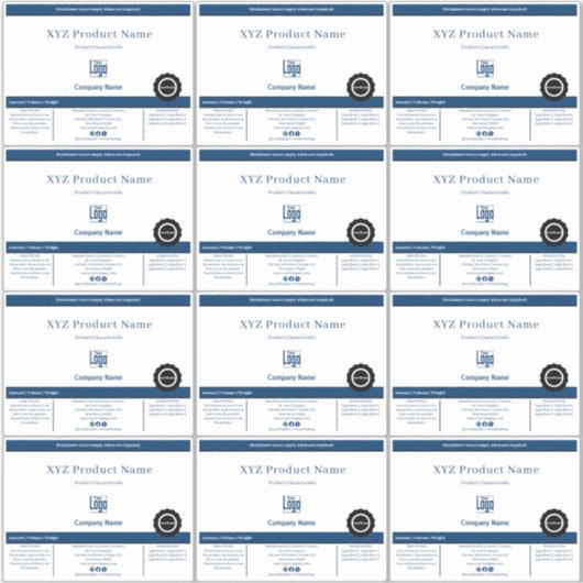 12 Minimal Blue White Black Product Labels (Vorderseite)