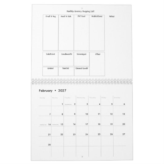 12 Monat 2026 Lebensmittelgeschäft: Kalender (Feb 2027)