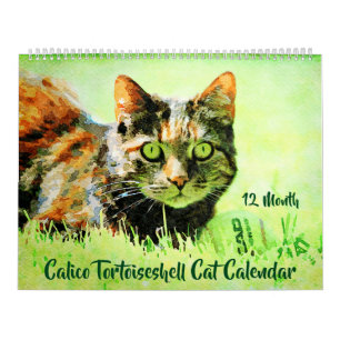 12 Monat Calico Tortoiseshell Cats Geschenk für Wa Kalender